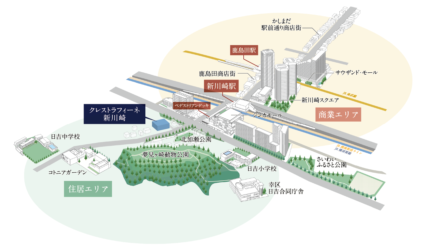 新川崎駅周辺概念図