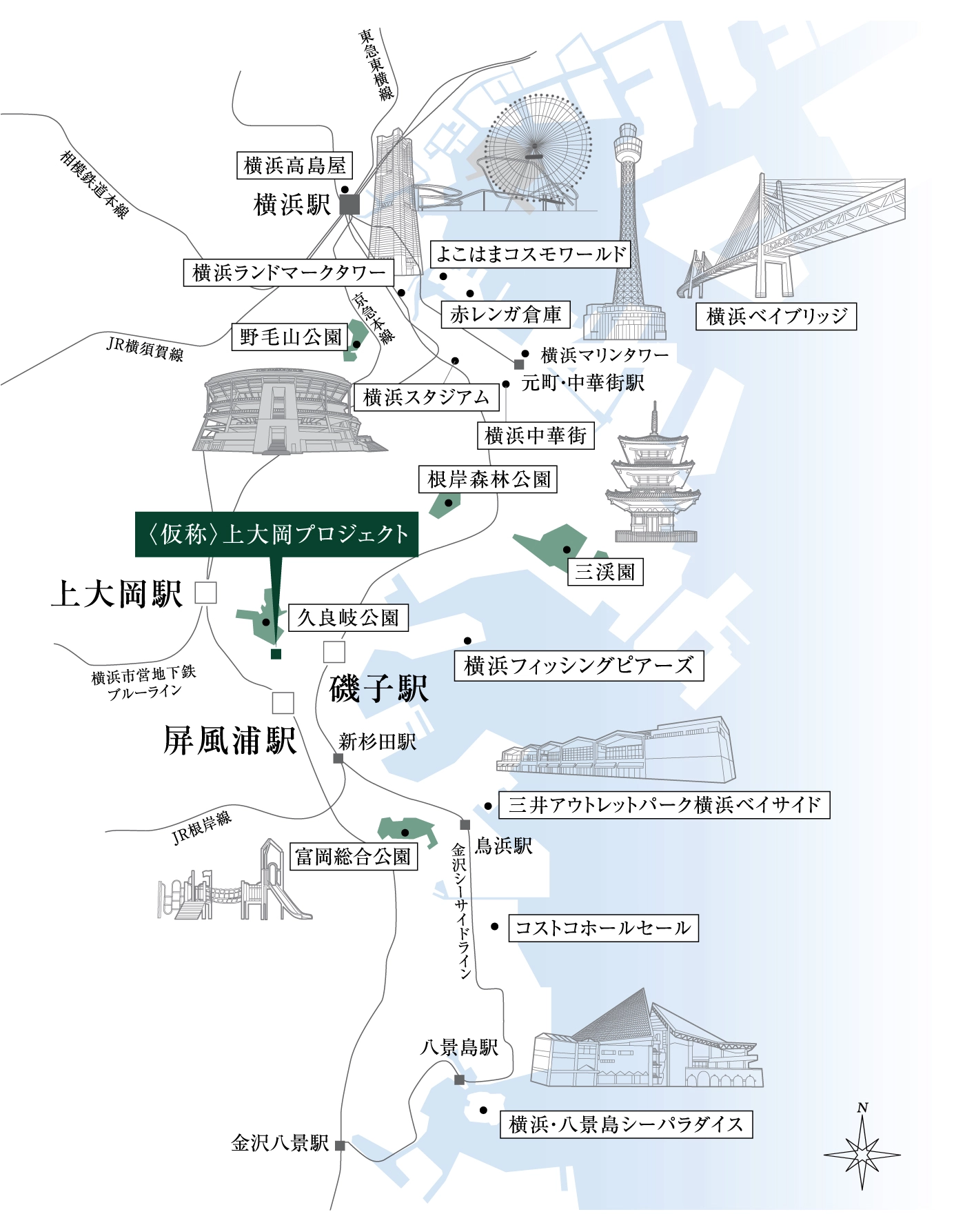 車で約8分の 磯子ICより