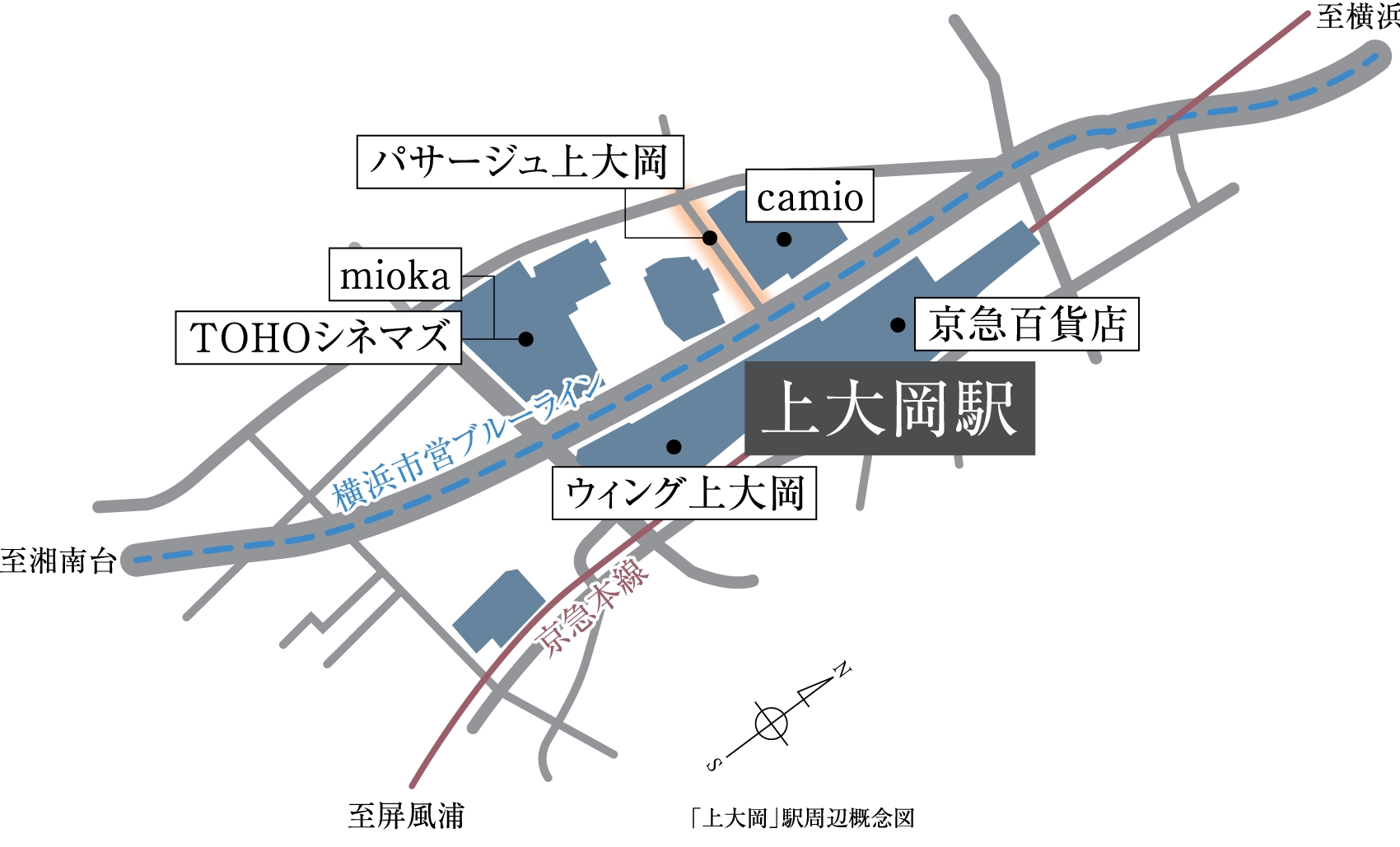 「上大岡」駅周辺概念図